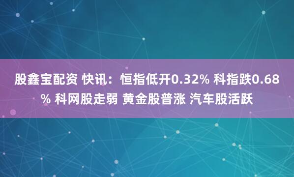 股鑫宝配资 快讯：恒指低开0.32% 科指跌0.68% 科网股走弱 黄金股普涨 汽车股活跃