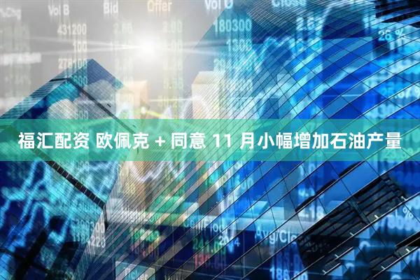 福汇配资 欧佩克 + 同意 11 月小幅增加石油产量
